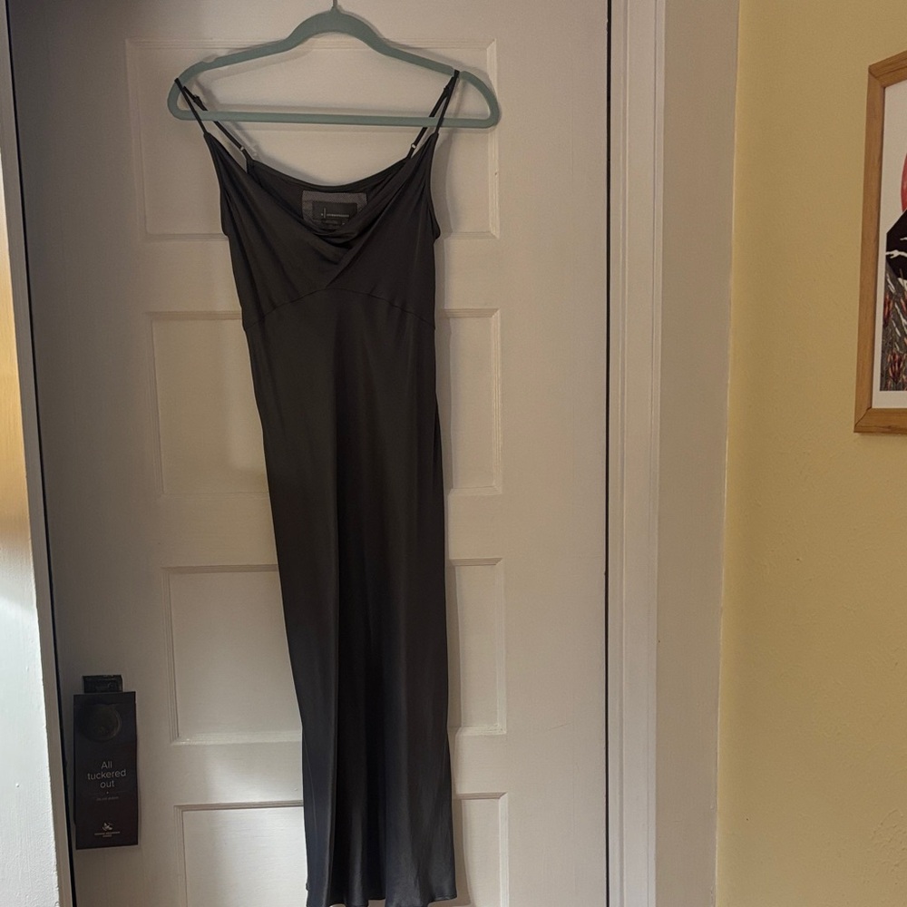 Grey Anthropologie Elyse Bias Slip Dress